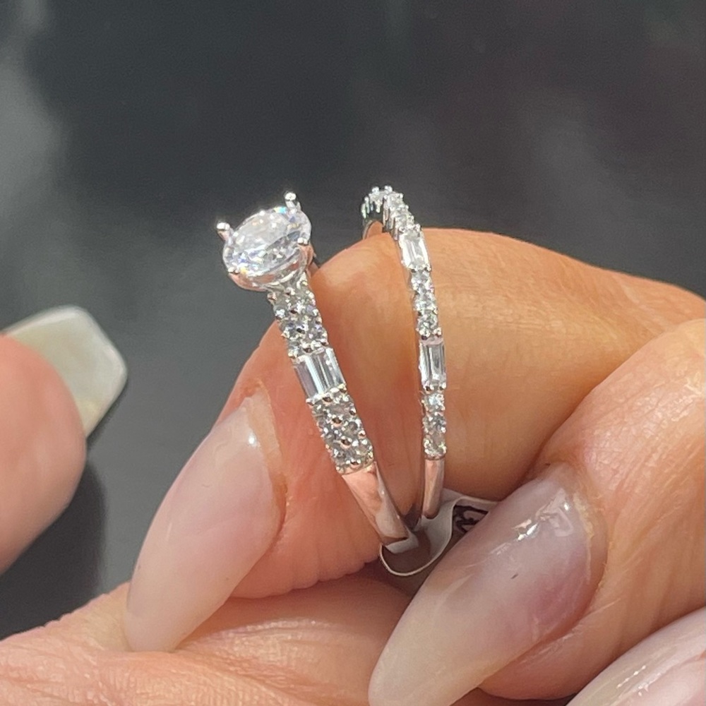 Size 9 Sterling Silver Wedding Stack Set Engageme… - image 3